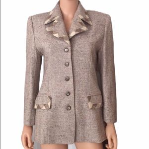 NWT BenMa taupe cream woven tweed blazer